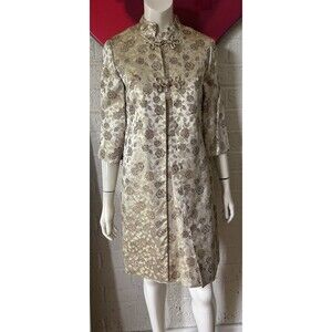 VTG 1950s Gold Brocade Evening Coat & Dress Sz 6 Custom Fully Lined Glamour 🤩🔥
